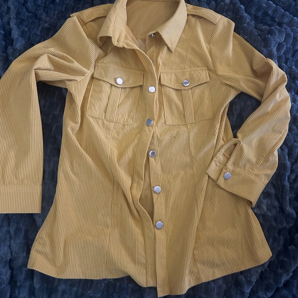 Yellow Button Down Shirt with Long Sleeves